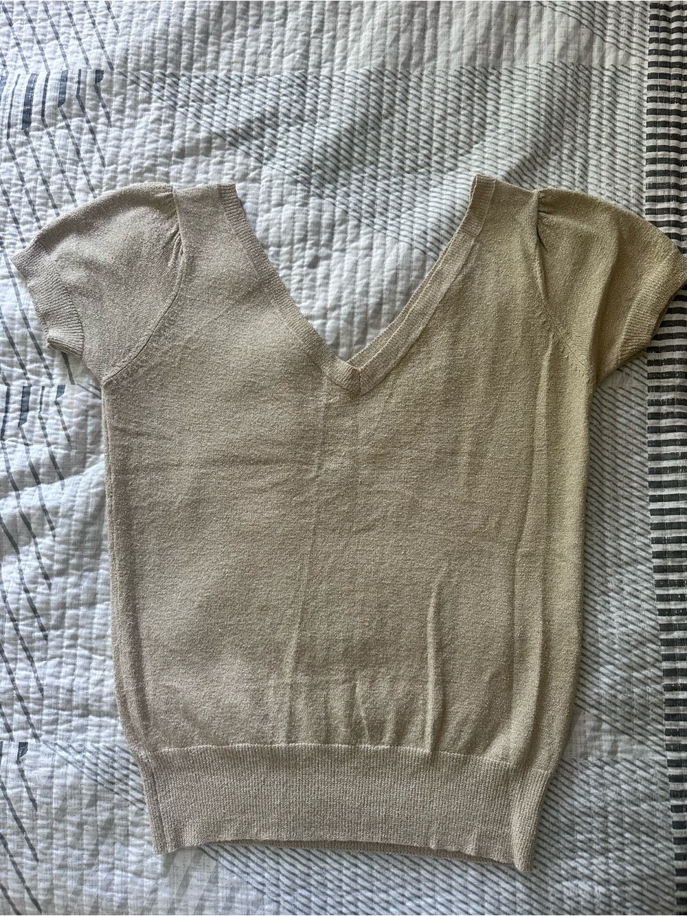 Dorothy Perkins Beige V-Neck Short Sleeve Knit Top